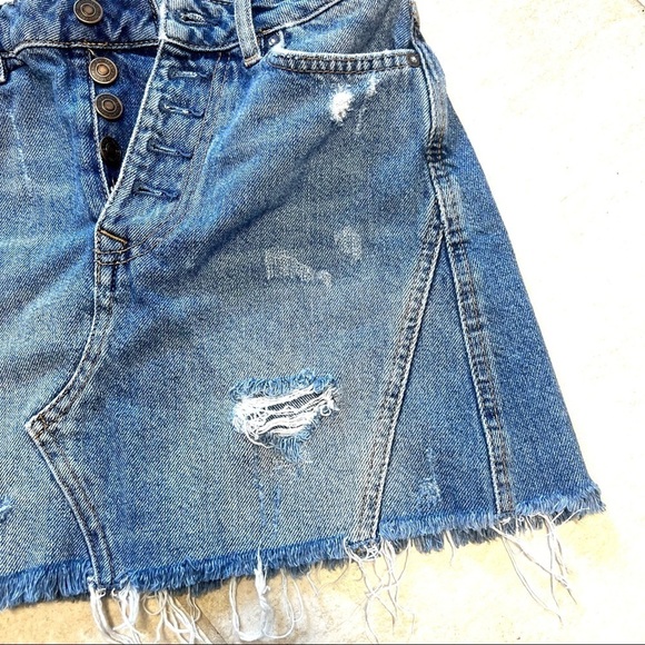 We The Free Blue Distressed Mini Skirt - Picture 5 of 8